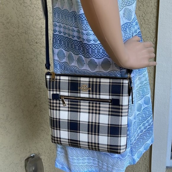 Coach Rowan File Bag With Garden Plaid Print - Picture 11 of 16